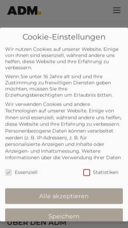 Vorschau der mobilen Webseite www.adm-ev.de, ADM Arbeitskreis Deutscher Markt- und Sozialforschungsinstitute e.V.
