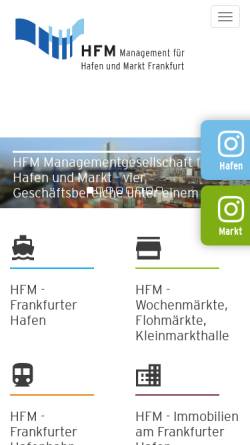 Vorschau der mobilen Webseite www.hafen-frankfurt.de, HFM Frankfurt