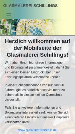 Vorschau der mobilen Webseite www.glaskunst-frankfurt.de, Glasmalerei Schillings