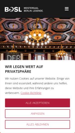 Vorschau der mobilen Webseite www.meistersaal-berlin.de, Meistersaal am Potsdamer Platz