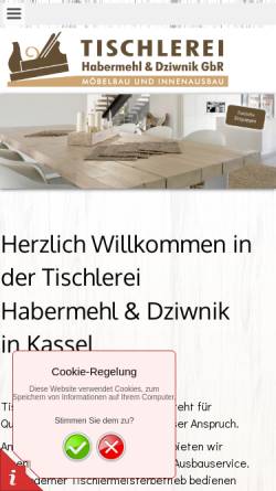 Vorschau der mobilen Webseite www.tischlerei-habermehl.de, Tischlerei Habermehl