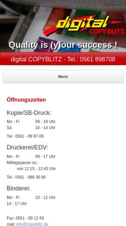 Vorschau der mobilen Webseite www.copyblitz.de, CopyBlitz Kassel