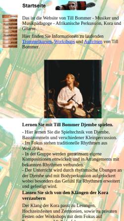 Vorschau der mobilen Webseite www.tillbommer.de, Afrikanische Perkussion und Kora
