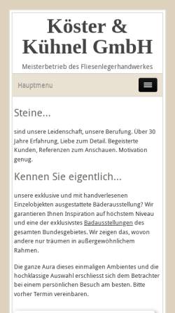 Vorschau der mobilen Webseite www.kk-fliesen.de, Köster und Kühnel GmbH