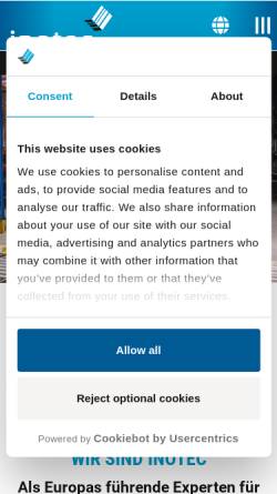 Vorschau der mobilen Webseite www.inotec.de, inotec Barcode Security GmbH