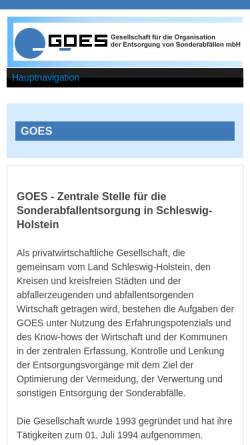 Vorschau der mobilen Webseite www.goes-sh.de, Gesellschaft für die Organisation der Entsorgung von Sonderabfällen mbH