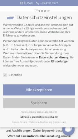 Vorschau der mobilen Webseite www.proppe-etiketten.de, Druckerei Proppe GmbH & Co. KG