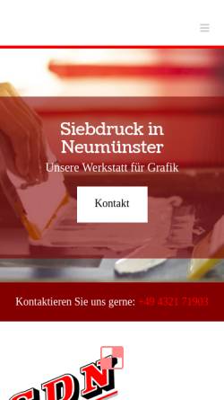 Vorschau der mobilen Webseite www.siebdruck-nms.de, Siebdruck Neumünster GmbH