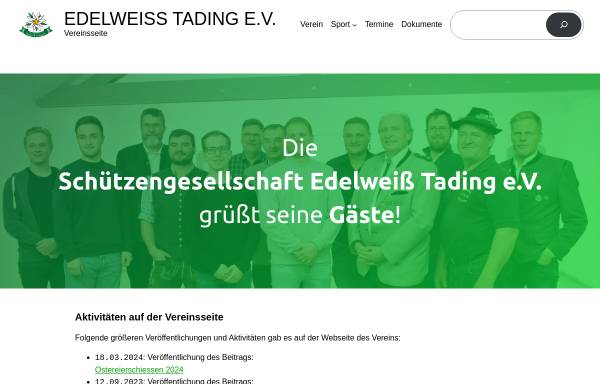 Vorschau von www.edelweiss-tading.de, Schützengesellschaft Edelweiß Tading