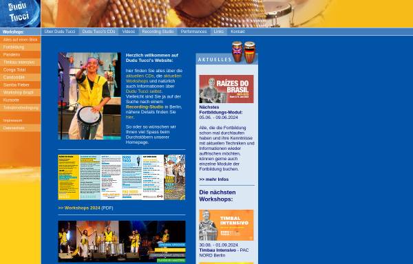 Vorschau von dudu-tucci.de, Dudu Tucci - Percussionist, Workshops für brasilianische und afrobrasilianische Percussion