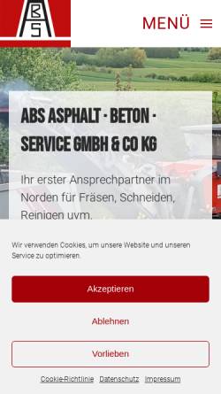 Vorschau der mobilen Webseite abs-nord-ost.de, ABS Asphalt-Beton-Service GmbH & Co. KG