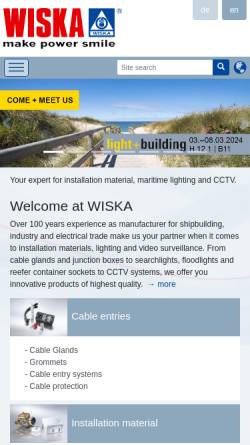 Vorschau der mobilen Webseite www.wiska.de, WISKA Hoppmann & Mulsow GmbH
