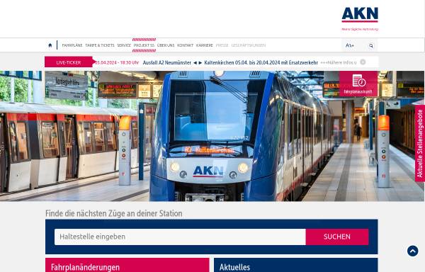 Vorschau von www.akn.de, AKN Eisenbahn AG