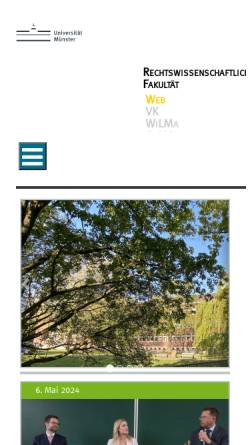 Vorschau der mobilen Webseite www.jura.uni-muenster.de, WWU Münster - Rechtswissenschaftliche Fakultät (FB 3)