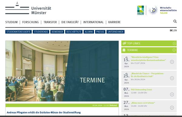 Vorschau von www1.wiwi.uni-muenster.de, WWU Münster - Wirtschaftswissenschaftliche Fakultät (FB 4)