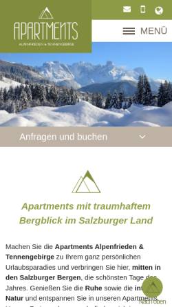 Vorschau der mobilen Webseite alpenfrieden.members.cablelink.at, Haus Alpenfrieden