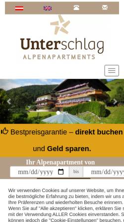 Vorschau der mobilen Webseite www.salzburg-abtenau.at, Alpenpension Unterschlag