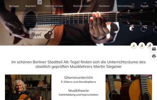Vorschau von www.gitarrenunterricht-tegel.de, Gitarrenunterricht in Berlin-Tegel | Musiktheorie | Gehörbildung | Improvisation | Martin Siegener