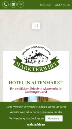 Vorschau der mobilen Webseite www.markterwirt.at, Hotel-Gasthof Markterwirt