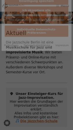 Vorschau der mobilen Webseite jazzschule-berlin.de, jazzschule berlin - für alle Instrumente und Gesang