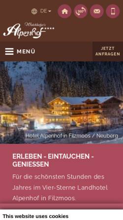Vorschau der mobilen Webseite www.alpenhof.com, Hotel Alpenhof