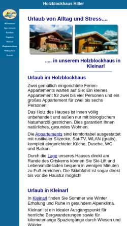 Vorschau der mobilen Webseite www.holzblockhaus-hiller.de, Holzblockhaus Hiller