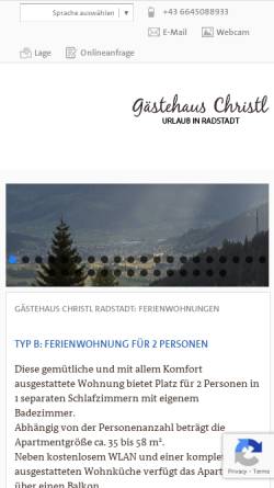 Vorschau der mobilen Webseite www.gaestehaus-christl.com, Gästehaus Christl
