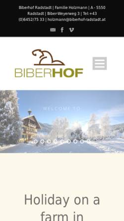 Vorschau der mobilen Webseite www.biberhof-radstadt.at, Urlaub am Biberhof - Ferienwohnungen und Zimmer