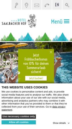 Vorschau der mobilen Webseite www.saalbacherhof.at, Hotel Saalbacher Hof