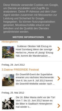 Vorschau der mobilen Webseite www.saalbach-hotels.at, Hotel Sonnberg