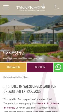 Vorschau der mobilen Webseite www.hotel-tannenhof.at, Hotel Tannenhof