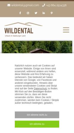 Vorschau der mobilen Webseite www.pension-wildental.at, Pension Wildental