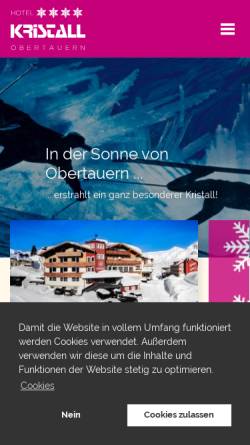Vorschau der mobilen Webseite www.kindl.at, Hotel Kristall - Obertauern