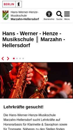 Vorschau der mobilen Webseite www.marzahn-hellersdorf-musikschule.de, Musikschule Marzahn-Hellersdorf