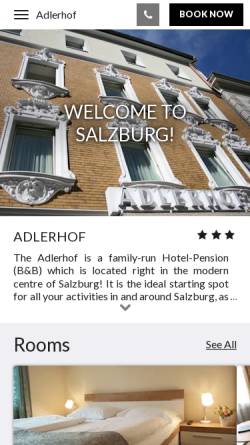 Vorschau der mobilen Webseite www.gosalzburg.com, Hotel Pension Adlerhof