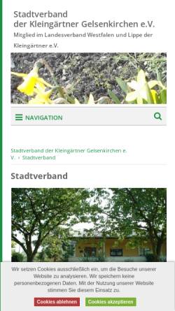 Vorschau der mobilen Webseite www.kleingarten-gelsenkirchen.de, Stadtverband der Kleingärtner Gelsenkirchen e.V.
