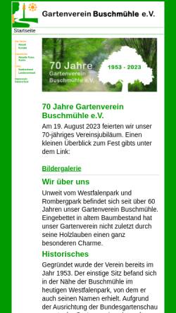 Vorschau der mobilen Webseite www.gartenverein-buschmuehle.de, Gartenverein Buschmühle e.V.