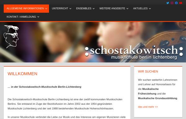 Vorschau von www.musikschulelichtenberg.de, Schostakowitsch Musikschule Berlin-Lichtenberg