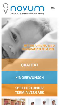 Vorschau der mobilen Webseite www.ivfzentrum.de, Novum - Zentrum für Reproduktionsmedizin