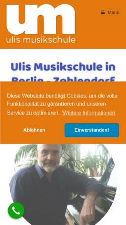 Vorschau der mobilen Webseite www.ulis-musikschule.de, Ulis Musikschule in Berlin-Zehlendorf und Friedenau