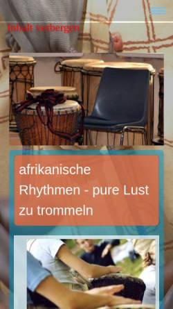 Vorschau der mobilen Webseite www.djembe-trommeln-in-berlin.de, Westafrikanische Rhythmen mit westlicher Didaktik