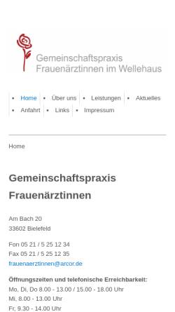 Vorschau der mobilen Webseite www.diefrauenaerztinnen.de, Gemeinschaftspraxis Frauenärztinnen im Wellehaus