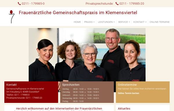 Vorschau von www.frauenaerzte-kaiserswerth.de, Frauenärztliche Gemeinschaftspraxis am Klemensplatz