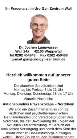 Vorschau der mobilen Webseite www.frauenarzt-im-tal.de, Dr. Jochen Langwasser, Frauenarzt