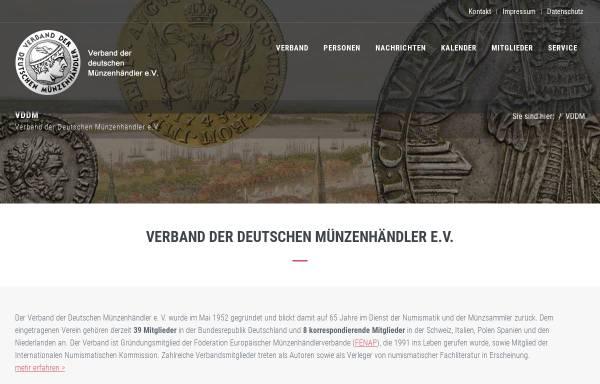 Vorschau von www.vddm.de, Verband der deutschen Münzenhändler e. V.