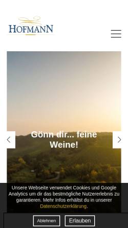 Vorschau der mobilen Webseite www.wein-hofmann.de, Weingut Hofmann