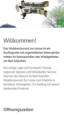 Vorschau der mobilen Webseite www.waldrestaurant-zur-loose.de, Waldrestaurant Zur Loose