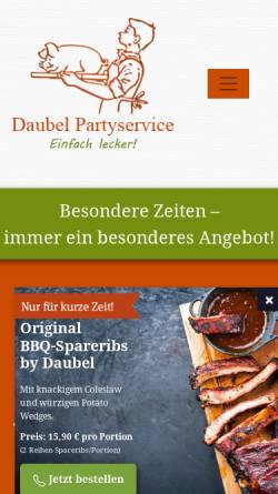 Vorschau der mobilen Webseite www.daubel.de, Daubel´s Spezialitäten Partyservice