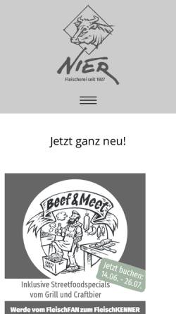 Vorschau der mobilen Webseite www.fleischerei-nier.de, Fleischerei Nier GmbH & Co. KG