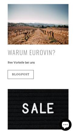Vorschau der mobilen Webseite eurovin.ch, Eurovin GmbH